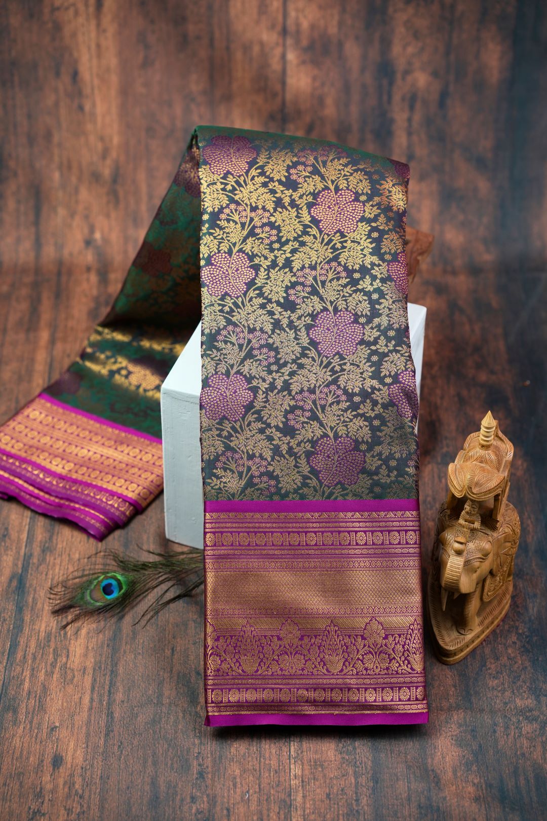 Sukhi Sarees -Bottle Green Saree