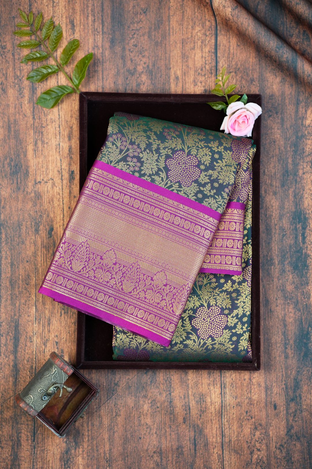 Sukhi Sarees -Bottle Green Saree