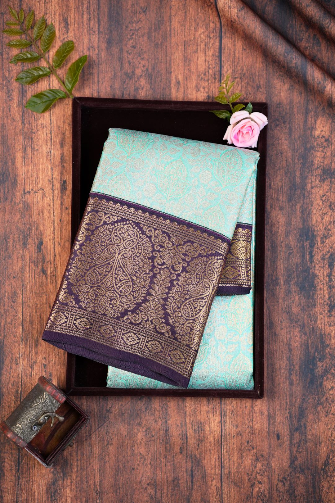 Sukhi Sarees -Light Rama Brocket Saree